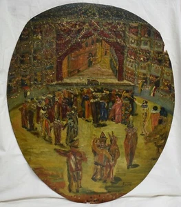 Painting Picture DIPINTO OLIO SU compensato F.VOIR Festa di carnevale 1900 - Picture 1 of 5