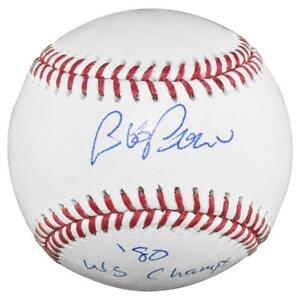 Bob Boone Signed 80 WS Champs Inscription Rawlings Official Major League Basebal