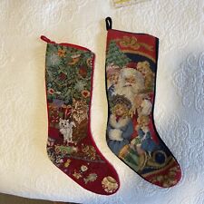 Two Needlepoint Christmas Stockings 
