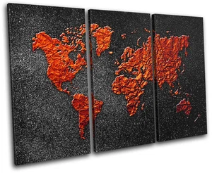 World Atlas Modern Abstract Maps Flags TREBLE CANVAS WALL ART Picture Print - Picture 1 of 1