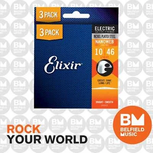 3 Pack of Elixir 16542 Electric Guitar Strings Nanoweb Light 10-46 E-NW-L - BM - Picture 1 of 2