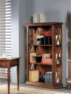 LIBRERIA NOCE ITALIANA CON GRIGLIA COLORE NOCE CLASSICO x SOGGIORNO INGRESSO 754 - Foto 1 di 3