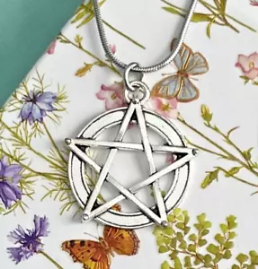 NEW Pentagram Necklace Stainless Chain Wiccan Star Spirit Water Fire Earth Air - Picture 1 of 5