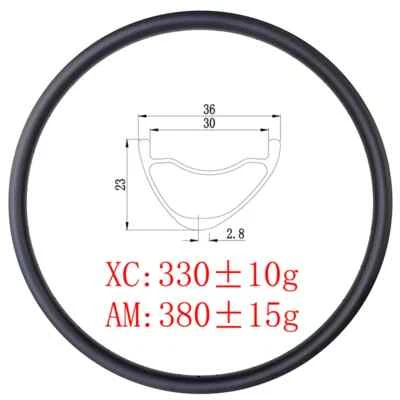 29 Inch MTB XC AM Mountain Bike Asymmetric Carbon Rim 36*23mm 24 28 32 36 holes  - Image 1 of 4