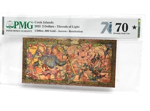 PMG 70 Cook Islands '22 $2 Threads of Light 1/200 oz 999 Gold Aurum Restitution - Picture 1 of 8