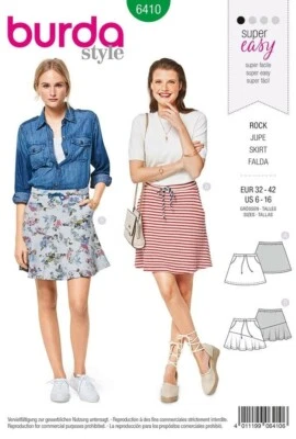 BURDA 6410 MISSES SKIRTS Sewing Pattern Sizes 6 - 16 Skill: SUPER EASY - Image 1 of 4