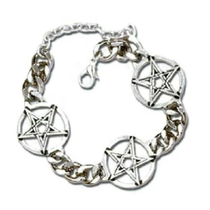 PENTAGRAM CHAIN bracelet pewter ALCHEMY GOTHIC - Foto 1 di 3