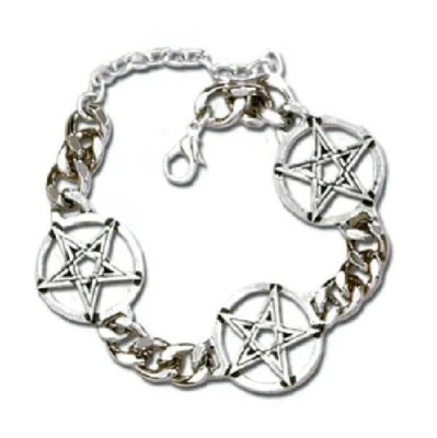 PENTAGRAM CHAIN bracelet pewter ALCHEMY GOTHIC - Immagine 1 di 3