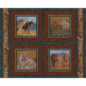 Wild Wings Territorial Trail Wolf Wolves 36x44" Cotton Pillow Panel Set - Picture 1 of 1