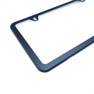 Slim Stainless Steel Matte Black License Plate 2 Hole Frame Light Weight Ford - Picture 1 of 12