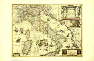 Italy 17th Century Historical Map Out Of Print from NYC Public Library Edition - Picture 1 of 1