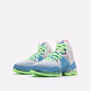 Nike Lebron XIX Trainers Dutch Blue Lime Glow DC9339 400 White/Blue Size UK 8 - Picture 1 of 6