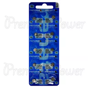10 x Renata 379 Silberoxid Batterien 1,55V SR521SW SR63 V376 Uhr 0% Quecksilber - Bild 1 von 1