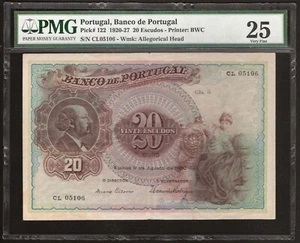 PORTUGAL 20 ESCUDOS 1920 P:122 VF (25 PMG) - Picture 1 of 2