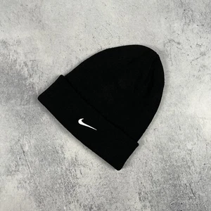 Vintage Nike Swoosh Y2K Acrylic Hat 90’s One Size Black Streetwear Hype Unisex - Picture 1 of 6