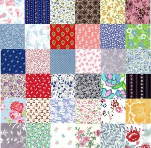 Tela 100% Algodón Genuina Vintage 40 Floral 4" Dije Cuadrados Colección B Artesanía - Imagen 1 de 8