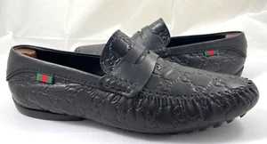 Gucci Para hombres 8.5 EE. UU. GG Cuero Repujado Mocasines para Conducir Zapatos 110211 Reg $700+ - Imagen 1 de 10