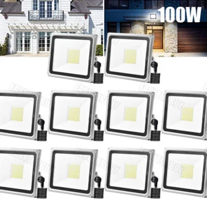 Proiettore LED 10x 100W con spina faretto proiettore bianco freddo esterno faro - Foto 1 di 10