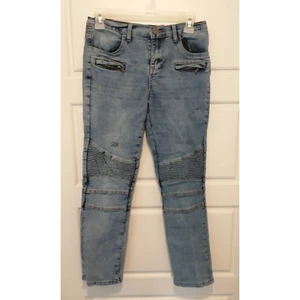 X-RAY Mid Rise Distressed Moto Jeans. Women's Size 14. Blue. - Picture 1 of 15