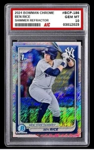 2024 Ben Rice 1st Bowman Chrome Rookie Shimmer Refractor #BCP-186 Graded 10 - Picture 1 of 6