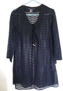 Ivanka Trump Black Lace See thru Tunic Mini Dress  Sz L/XL NEW - Picture 1 of 4