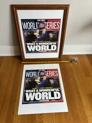Chicago Cubs/Ben Zobrist Sun Times Serie Mundial impresión de portada, 16x20.  Raro.  Foto 1 de 4