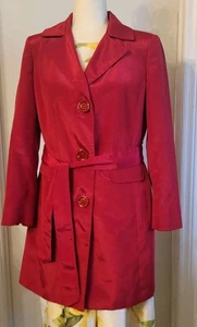 MARY KAY Star JACKET  belted Red Lined trench Coat women's Sz Small made in USA - Picture 1 of 13