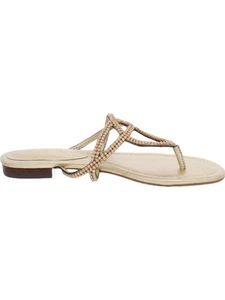 IVANKA TRUMP Womens Gold Bonna Round Toe Slip On Leather Thong Sandals 5 M - Picture 1 of 9