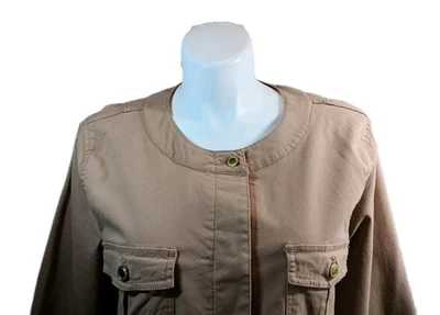 Chaqueta corta utilitaria Denim & Co cuello redondo 3x bronceado cálido A274324 Foto 1 de 4