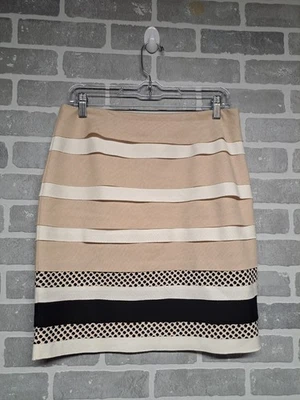 Falda lápiz en capas White House Black Market para mujer negra bronceada talla 6 Foto 1 de 4