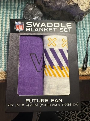 Nuevo Juego de 2 mantas de envoltura Minnesota Vikings NFL Fútbol Futuro Fan Bebé Foto 1 de 2