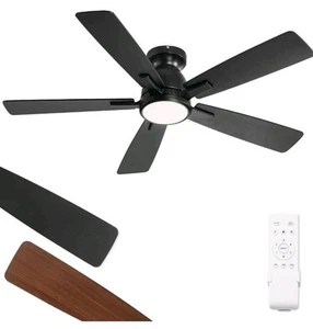 46 Inch Ceiling Fans with Lights and Remote,Modern Indoor Low Profile Ceiling... - Picture 1 of 8