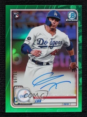 2020 Bowman Chrome Rookie Auto Green Refractor /99 Gavin Lux #CRA-GL Auto RC - Image 1 of 2