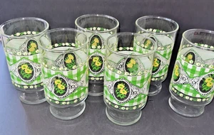 6  70’s Tumbler Glasses Gingham Checked Mid Century Vintage Cottage Core Farm - Picture 1 of 5