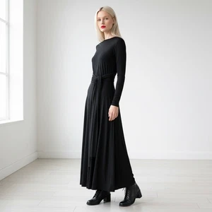 Maxi abito Ravin By Vonni Transformer TG S nero manica lunga evento gotico - Foto 1 di 13