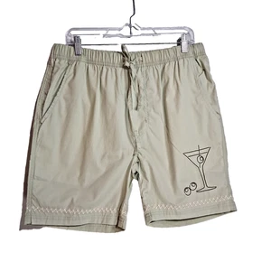 Massive Luxury Edition Embroidered Drawstring L Shorts Olive Martini Green NWT - Picture 1 of 10