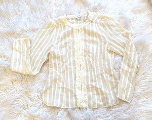 Joie Sheer Cream Ivory Boho Top Women's Size 6 LS - Picture 1 of 10