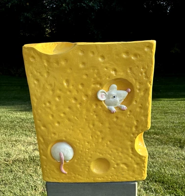 Home Goods Yellow Cheese Wedge With White Mouse Stool/Side Table Viral TikTok - Image 1 of 4