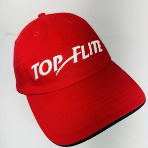 Top Flite Adjustable Golf Hat Cap Red With White Writing,USA Flag Embroidered - Picture 1 of 10