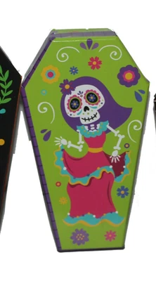 7.2  DOD Decor, Dia de los  muertos Candy Coffins, Table Decorations favor Hallo - Image 1 of 4