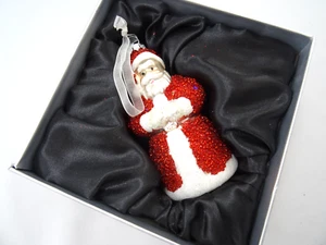Embellished Glass Santa Claus Christmas Tree Ornament Red 4 1/4" Tall Glittered - Picture 1 of 8