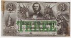 1862 $3 Civil War Broken Bank Note Jefferson City, Missouri