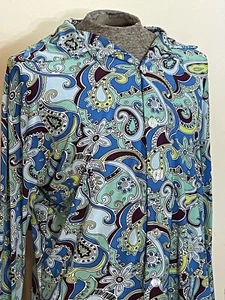 New Men’s Blue Paisley Gogo Groovy Disco Button-up Shirt XL 2xl - Picture 1 of 6