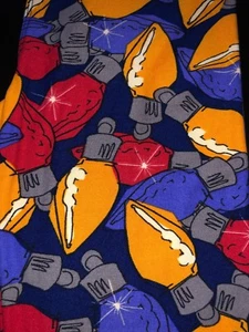 LulaRoe OS Christmas Light Leggings - Vintage - NWOT - Purple, Red & Marigold - Picture 1 of 3