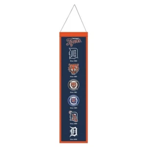 DETROIT TIGERS EMBROIDERED RETRO LOGO'S WOOL BANNER 8" X 32" WINCRAFT - Picture 1 of 1