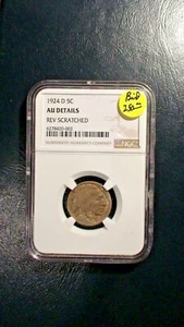 1924 D NGC AU BÚFALO NÍQUEL SOBRE MONEDA 5C SIN CIRCULAR ¡CÓMPRALA AHORA! - Imagen 1 de 4