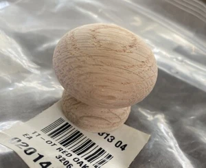 2 Solid Oak Round Knobs 1.25" Diameter Unfinished New - Picture 1 of 3