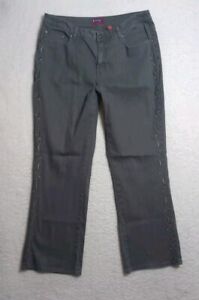 Westport Women’s Bootcut Embroidered Gray Denim Jeans Size 14W (34x30)