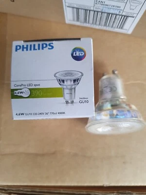 10 x Philips 4.6W-50W CorePro Non-Dimmable LEDspot GU10 36 Cool White 840 - Image 1 of 4