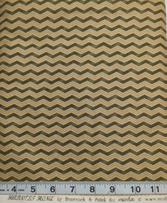 Harvest Home Sage/Tan Chevron Brannock & Patek BTY Moda Fabrics Sew Quilt Craft - Image 1 of 2